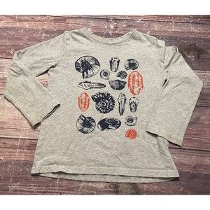 Mini Boden Little Boy Seashells Long Sleeve Shirt, Size 5-6 years